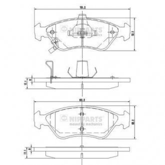 ГАЛЬМІВНІ КОЛОДКИ ДИСКОВІ KIA Clarus NIPPARTS j3600303