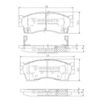 Купить Тормозные колодки дисковые KIA Clarus, Rio, Carens, Shuma, Cerato NIPPARTS j3600308 (фото1) подбор по VIN коду, цена 1080 грн.