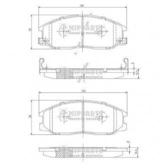 Купити Гальмівні колодки Hyundai Santa Fe, SsangYong Kyron, Hyundai H-1, SsangYong Rexton, Actyon, Hyundai Trajet, Terracan NIPPARTS j3600526 (фото1) підбір по VIN коду, ціна 2013 грн.