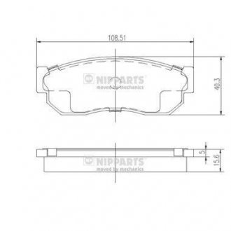 Комплект гальмівних накладок Nissan Sunny, Bluebird NIPPARTS j3601001