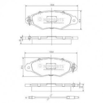 Купити ГАЛЬМІВНІ КОЛОДКИ ДИСКОВІ Peugeot 306, Renault Kangoo, Nissan Kubistar, Peugeot 206 NIPPARTS j3601093 (фото1) підбір по VIN коду, ціна 846 грн.