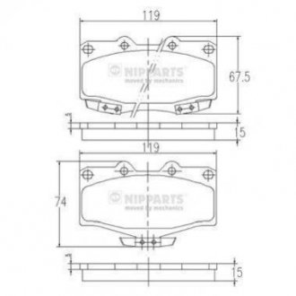 Купити Гальмівні колодки Toyota Land Cruiser, 4-Runner, Hilux, Previa NIPPARTS j3602054 (фото1) підбір по VIN коду, ціна 948 грн.