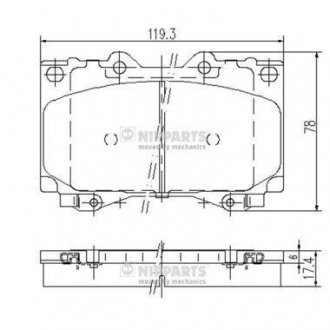 Купить Тормозные колодки дисковые Toyota Land Cruiser, Lexus LX NIPPARTS j3602097 (фото1) подбор по VIN коду, цена 1348 грн.