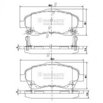 Купити Гальмівні колодки Toyota Avensis, Corolla NIPPARTS j3602112 (фото1) підбір по VIN коду, ціна 959 грн.