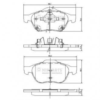 Купити ГАЛЬМІВНІ КОЛОДКИ Toyota Avensis NIPPARTS j3602115 (фото1) підбір по VIN коду, ціна 1993 грн.