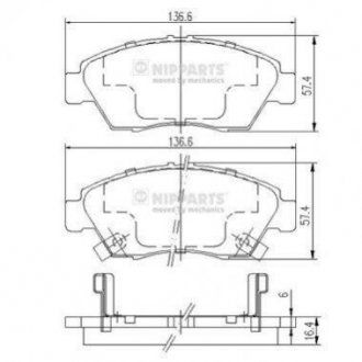 Купить Тормозные колодки дисковые Honda Civic, Jazz, Stream NIPPARTS j3604033 (фото1) подбор по VIN коду, цена 810 грн.