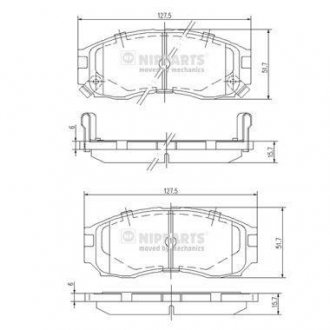 Купити ГАЛЬМІВНІ КОЛОДКИ ДИСКОВІ Mitsubishi Colt, Lancer, Galant, Hyundai Elantra NIPPARTS j3605030 (фото1) підбір по VIN коду, ціна 802 грн.