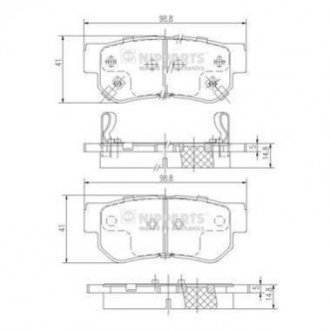 Купити Гальмівні колодки Hyundai Sonata, KIA Sportage, Hyundai Elantra, H-1, KIA Magentis, Hyundai Tucson, Trajet, Santa Fe, Matrix, Getz, KIA Carens NIPPARTS j3610509 (фото1) підбір по VIN коду, ціна 704 грн.