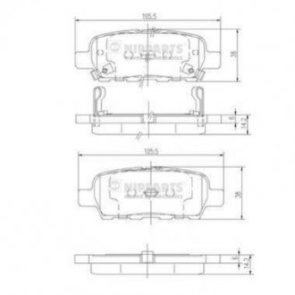 Купити Гальмівні колодки Nissan Leaf, X-Trail, Murano, Qashqai, Infiniti G, M, EX, FX, Suzuki Grand Vitara, Nissan Tiida, Infiniti Q NIPPARTS j3611044 (фото1) підбір по VIN коду, ціна 708 грн.