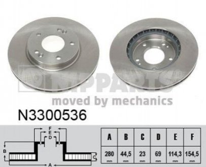 Гальмівний диск Hyundai Veloster, KIA Ceed, Sorento, Hyundai Elantra, KIA Pro Ceed NIPPARTS n3300536