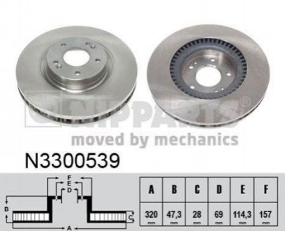 Тормозной диск KIA Optima, Hyundai I40, IX35, KIA Soul NIPPARTS n3300539