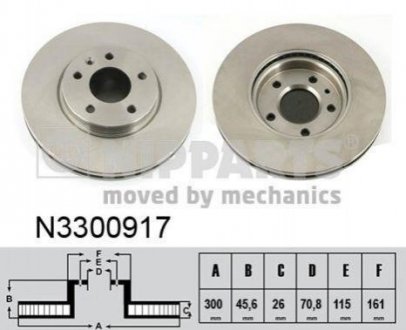 Купить Тормозные диски передние Opel Astra, Chevrolet Cruze, Opel Zafira NIPPARTS n3300917 (фото1) подбор по VIN коду, цена 2584 грн.