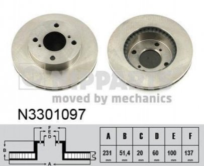 Купить Тормозные диски NIPPARTS n3301097 (фото1) подбор по VIN коду, цена 1059 грн.