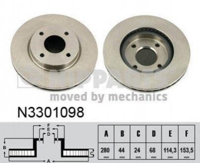 Тормозные диски Nissan Tiida NIPPARTS n3301098