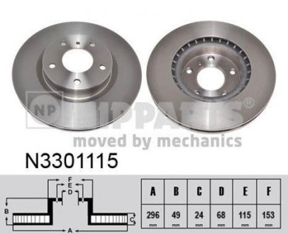 Купить Тормозной диск Nissan Altima, Teana NIPPARTS n3301115 (фото1) подбор по VIN коду, цена 1549 грн.