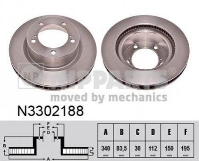 Купить Тормозной диск Lexus LX, Toyota Land Cruiser NIPPARTS n3302188 (фото1) подбор по VIN коду, цена 2065 грн.