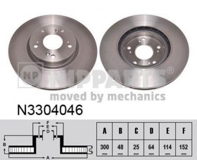 Тормозной диск Honda CR-V, Civic NIPPARTS n3304046