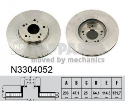 Тормозной диск Honda Accord NIPPARTS n3304052