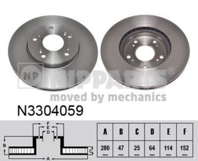 Гальмівний диск Honda Civic NIPPARTS n3304059