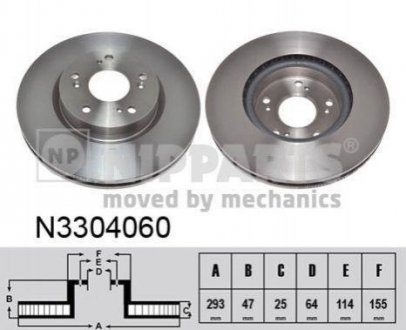 Купить Тормозные диски Honda Civic NIPPARTS n3304060 (фото1) подбор по VIN коду, цена 1618 грн.