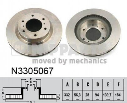 Гальмівний диск Mitsubishi Pajero, Opel Insignia NIPPARTS n3305067