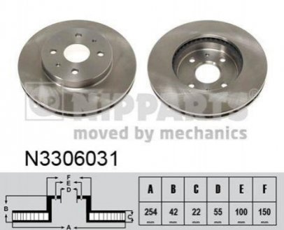 Тормозные диски Daihatsu Sirion NIPPARTS n3306031