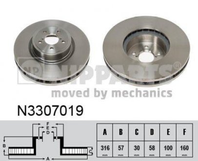 Купить Тормозной диск Subaru Legacy, Outback NIPPARTS n3307019 (фото1) подбор по VIN коду, цена 2013 грн.