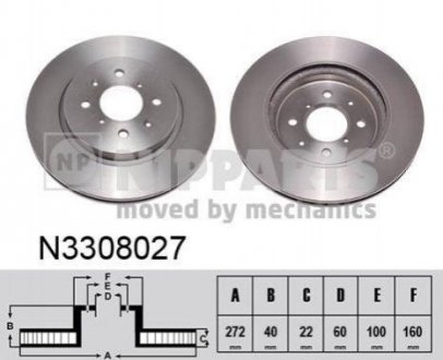 Купити Гальмівні диски Suzuki Swift NIPPARTS n3308027 (фото1) підбір по VIN коду, ціна 1309 грн.