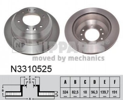 Купить Тормозной диск Hyundai H-1 NIPPARTS n3310525 (фото1) подбор по VIN коду, цена 1436 грн.