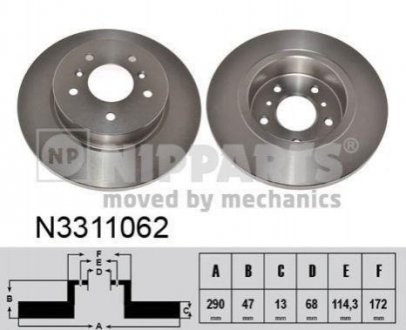 Гальмівний диск Nissan Qashqai, Renault Kadjar NIPPARTS n3311062