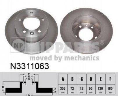 Тормозные диски Opel Movano, Renault Master NIPPARTS n3311063