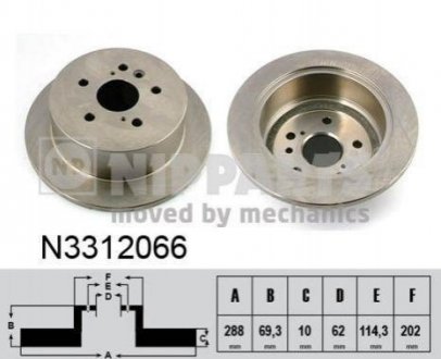 Гальмівний диск Lexus RX, Toyota Highlander NIPPARTS n3312066