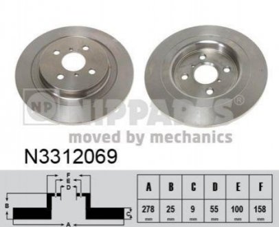 Купить Тормозные диски Toyota Yaris NIPPARTS n3312069 (фото1) подбор по VIN коду, цена 856 грн.