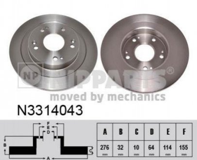 Тормозные диски Honda Civic NIPPARTS n3314043
