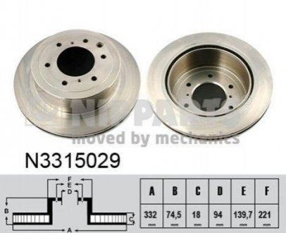 Гальмівні диски NIPPARTS n3315029