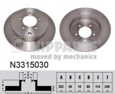 Купить Тормозные диски Mitsubishi ASX, Outlander, Dodge Avenger, Jeep Compass, Patriot, Dodge Caliber, Mitsubishi Lancer, Citroen C4 NIPPARTS n3315030 (фото1) подбор по VIN коду, цена 1264 грн.