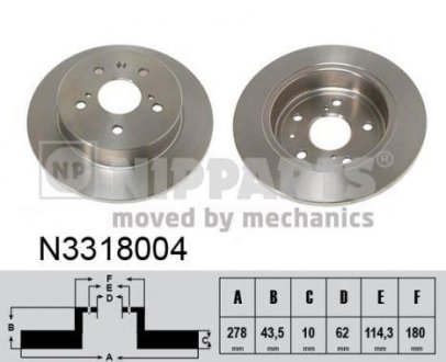 Купить Тормозной диск Suzuki SX4 NIPPARTS n3318004 (фото1) подбор по VIN коду, цена 800 грн.