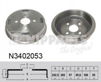 Купить Тормозные барабаны Toyota Yaris NIPPARTS n3402053 (фото1) подбор по VIN коду, цена 1046 грн.
