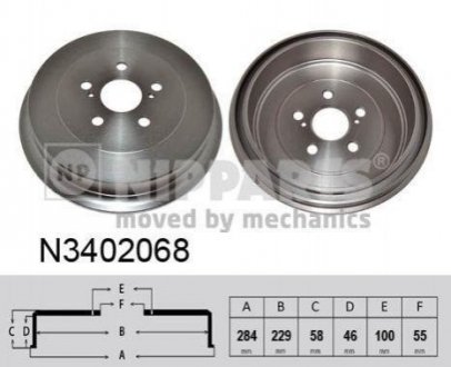 Купити Гальмівні барабани Toyota Verso NIPPARTS n3402068 (фото1) підбір по VIN коду, ціна 1090 грн.