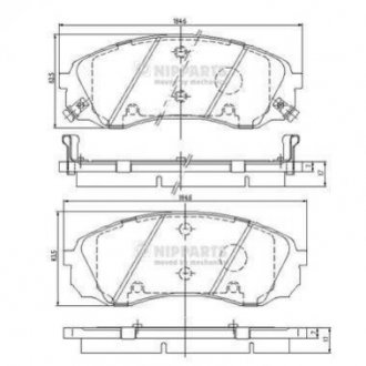 Купити Гальмівні колодки KIA Carnival, Hyundai H-1, IX55 NIPPARTS n3600329 (фото1) підбір по VIN коду, ціна 1287 грн.