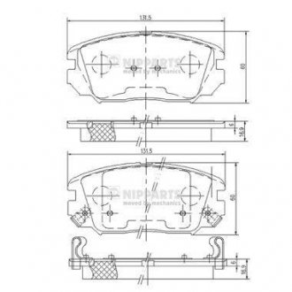 Купити Гальмівні колодки Hyundai Sonata, Tucson, KIA Sportage, Magentis NIPPARTS n3600543 (фото1) підбір по VIN коду, ціна 1424 грн.