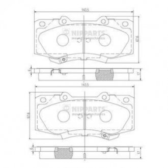 Купити Гальмівні колодки Toyota Hilux NIPPARTS n3602147 (фото1) підбір по VIN коду, ціна 1091 грн.