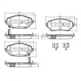 Купить Тормозные колодки дисковые передние Toyota Corolla, Auris NIPPARTS n3602150 (фото1) подбор по VIN коду, цена 1320 грн.