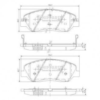 Купити Гальмівні колодки Hyundai Santa Fe, KIA Sorento, SsangYong Korando, Hyundai Genesis, SsangYong Actyon NIPPARTS n3605051 (фото1) підбір по VIN коду, ціна 1111 грн.