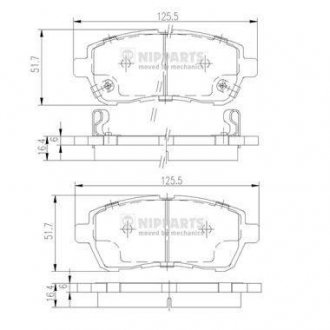 Купити Гальмівні колодки Suzuki Swift, Ford Fiesta, Daihatsu Sirion, Mazda 2 NIPPARTS n3606022 (фото1) підбір по VIN коду, ціна 1053 грн.