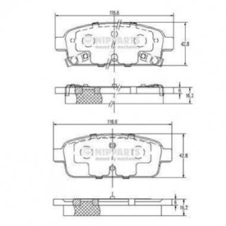 Тормозные колодки дисковые задние NIPPARTS n3610906