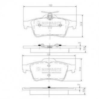 Купити Гальмівні колодки Mazda 5, 3 NIPPARTS n3613022 (фото1) підбір по VIN коду, ціна 776 грн.