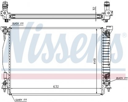 Купить Радиатор Audi A4, A6 NISSENS 60307A (фото1) подбор по VIN коду, цена 6806 грн.