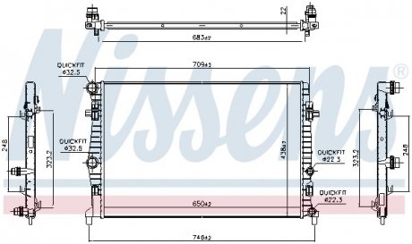 Радіатор Volkswagen Golf, Seat Leon, Audi A3, Skoda Octavia, Volkswagen Touran, Skoda Yeti, Volkswagen T-Roc NISSENS 606218