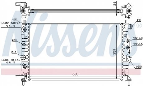 Радіатор OP VECTRA B(95-)2.5 i V6 24V(+)[OE 1300 161] Opel Vectra NISSENS 63078